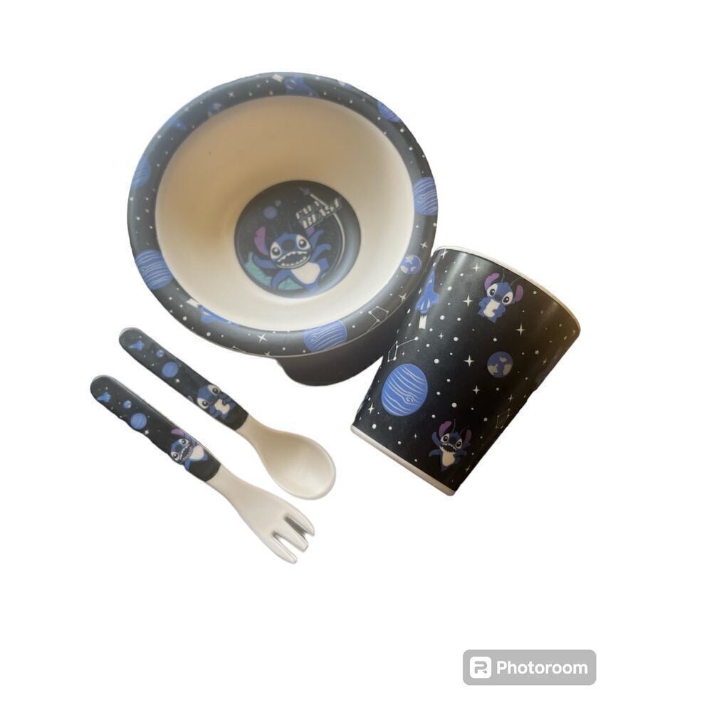 Children’s Disney Stitch Space Themed Bowl Cup‎ Fork and Spoon